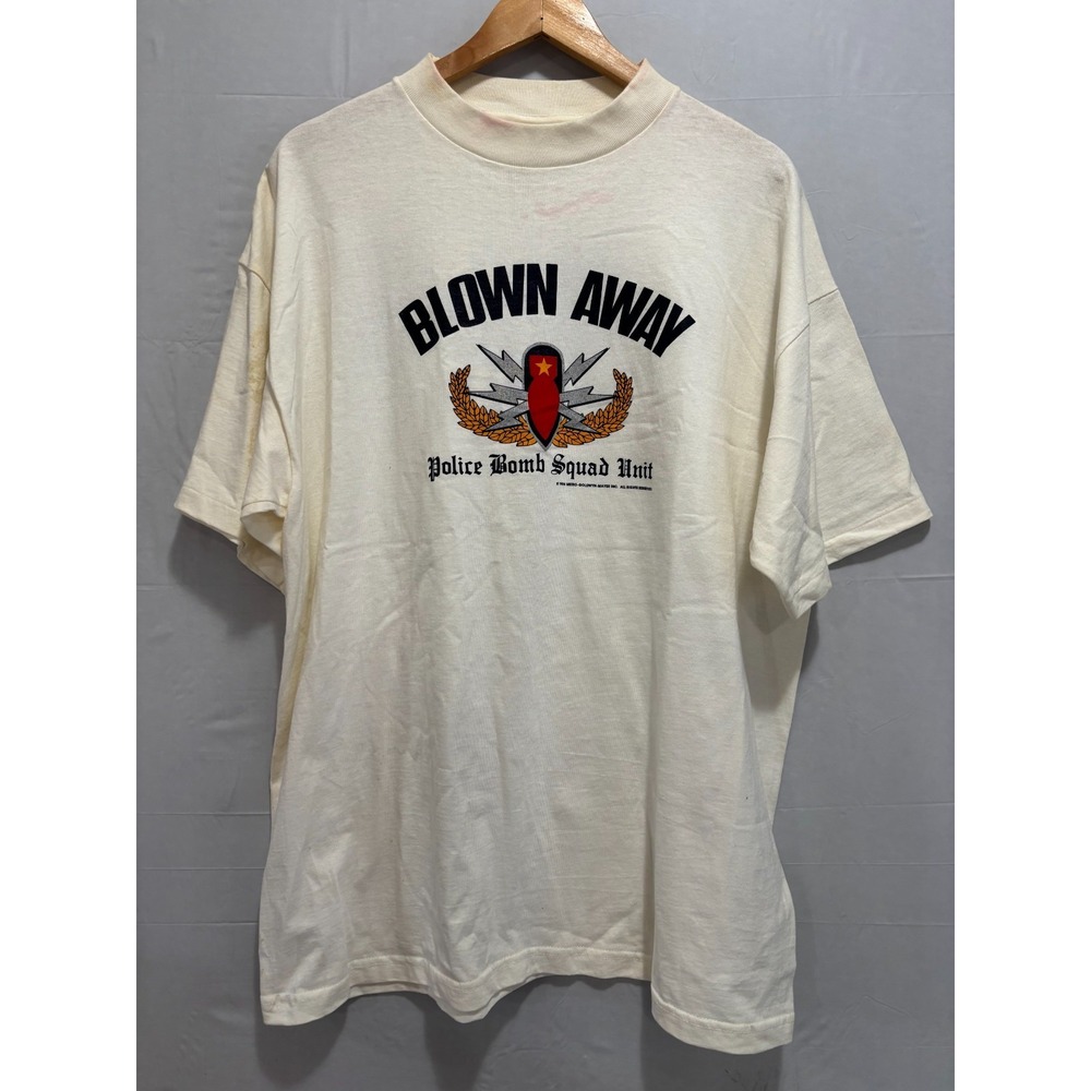 Blown Away Police Bomb Squad Unit Mens Ivory Graphic XL USA Made Vintage Murina